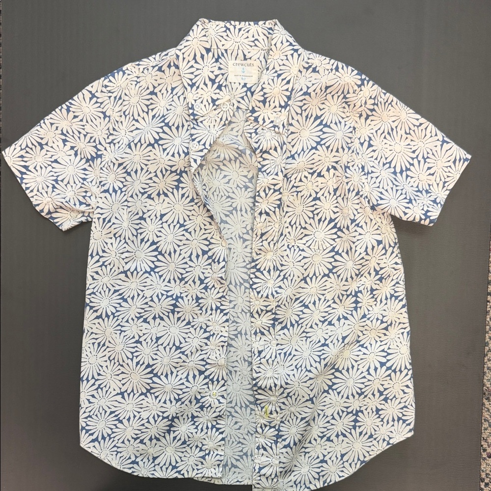 J. Crew Crew Cuts Blue and White Floral Button Down Shirt